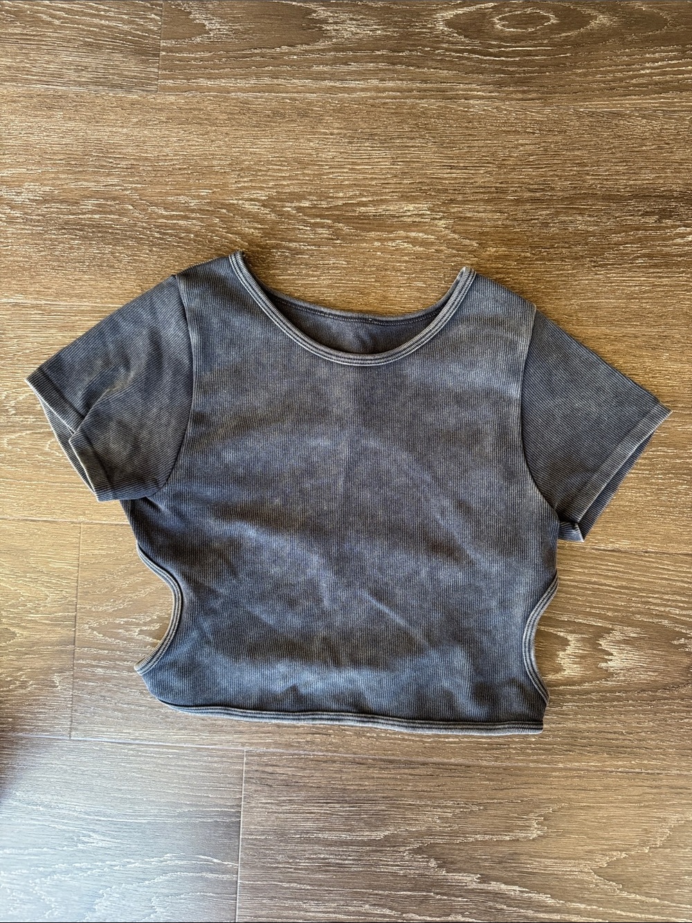 Women’s Gray Abstract Crop Top, Open Back